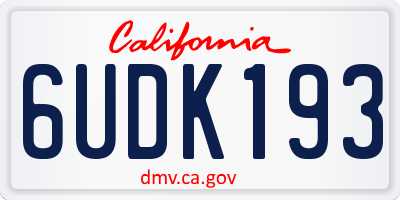 CA license plate 6UDK193
