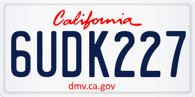 CA license plate 6UDK227