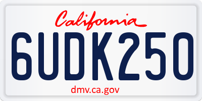 CA license plate 6UDK250