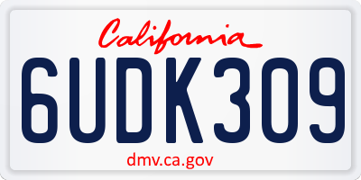 CA license plate 6UDK309