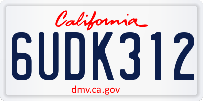 CA license plate 6UDK312