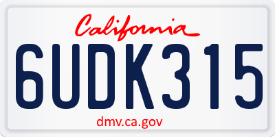 CA license plate 6UDK315