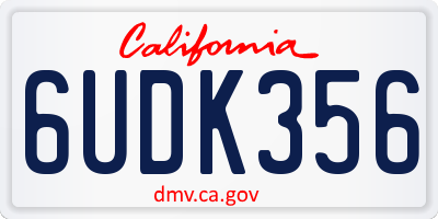 CA license plate 6UDK356