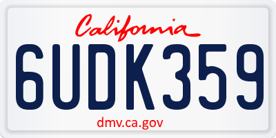 CA license plate 6UDK359