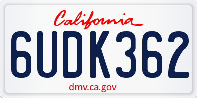 CA license plate 6UDK362