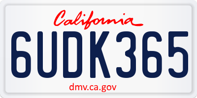 CA license plate 6UDK365
