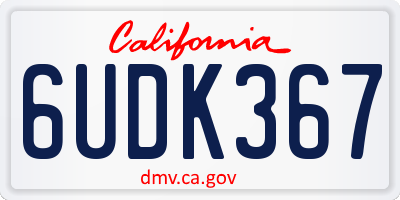CA license plate 6UDK367