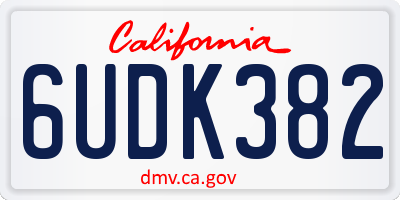 CA license plate 6UDK382