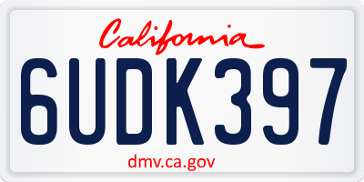 CA license plate 6UDK397
