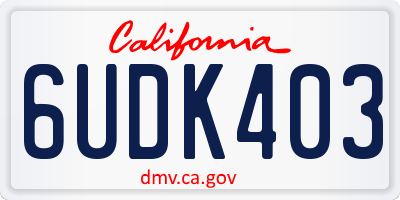 CA license plate 6UDK403