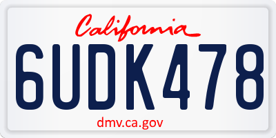 CA license plate 6UDK478