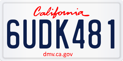 CA license plate 6UDK481