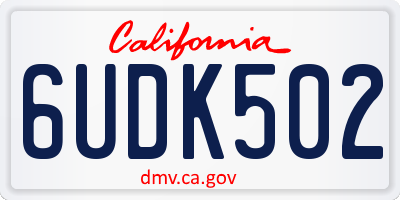 CA license plate 6UDK502