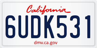 CA license plate 6UDK531