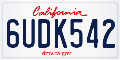 CA license plate 6UDK542