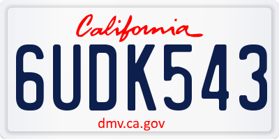 CA license plate 6UDK543