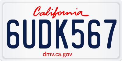 CA license plate 6UDK567