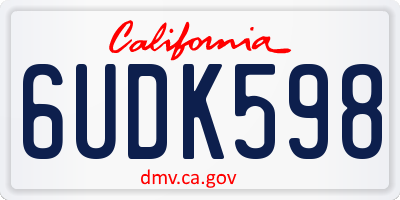 CA license plate 6UDK598