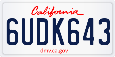 CA license plate 6UDK643