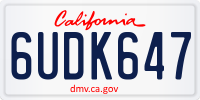 CA license plate 6UDK647