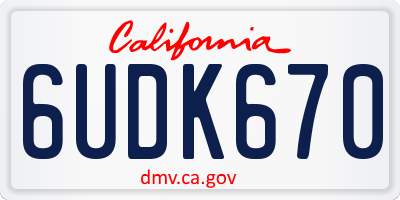 CA license plate 6UDK670