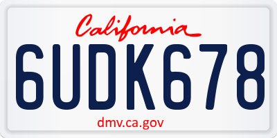 CA license plate 6UDK678