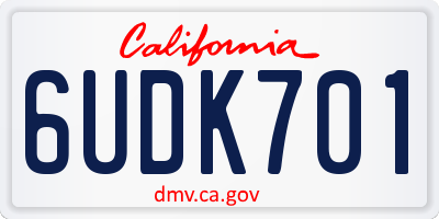 CA license plate 6UDK701