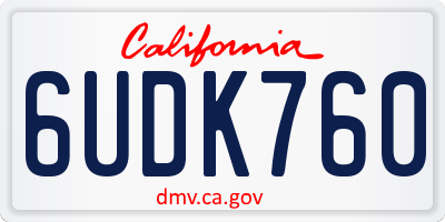 CA license plate 6UDK760