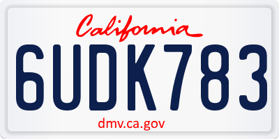 CA license plate 6UDK783