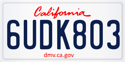 CA license plate 6UDK803