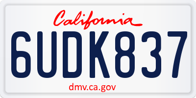 CA license plate 6UDK837