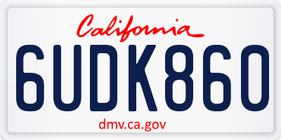 CA license plate 6UDK860