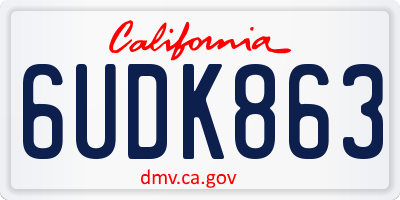 CA license plate 6UDK863