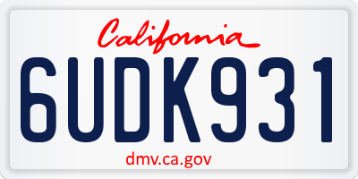 CA license plate 6UDK931