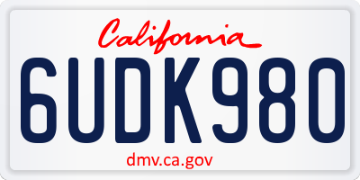 CA license plate 6UDK980