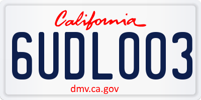 CA license plate 6UDL003