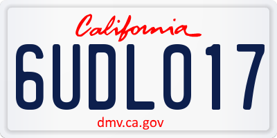 CA license plate 6UDL017