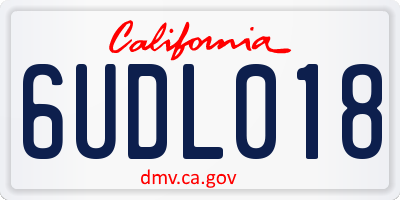 CA license plate 6UDL018