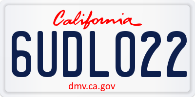 CA license plate 6UDL022