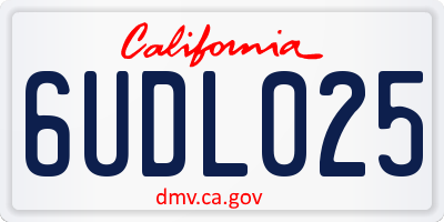 CA license plate 6UDL025