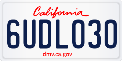 CA license plate 6UDL030