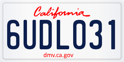 CA license plate 6UDL031