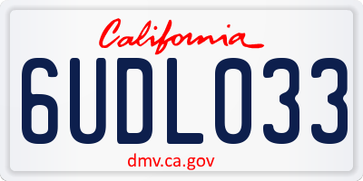 CA license plate 6UDL033