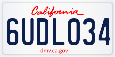 CA license plate 6UDL034