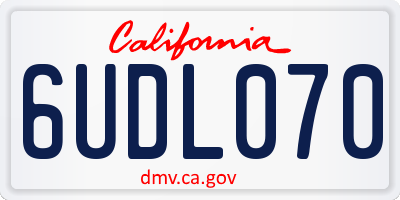 CA license plate 6UDL070