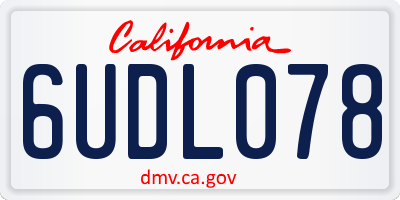 CA license plate 6UDL078