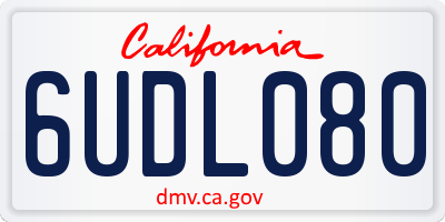 CA license plate 6UDL080
