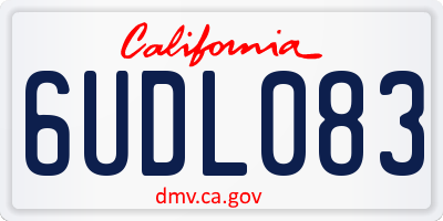 CA license plate 6UDL083