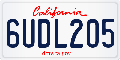 CA license plate 6UDL205