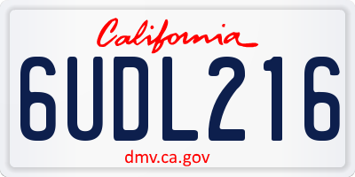 CA license plate 6UDL216